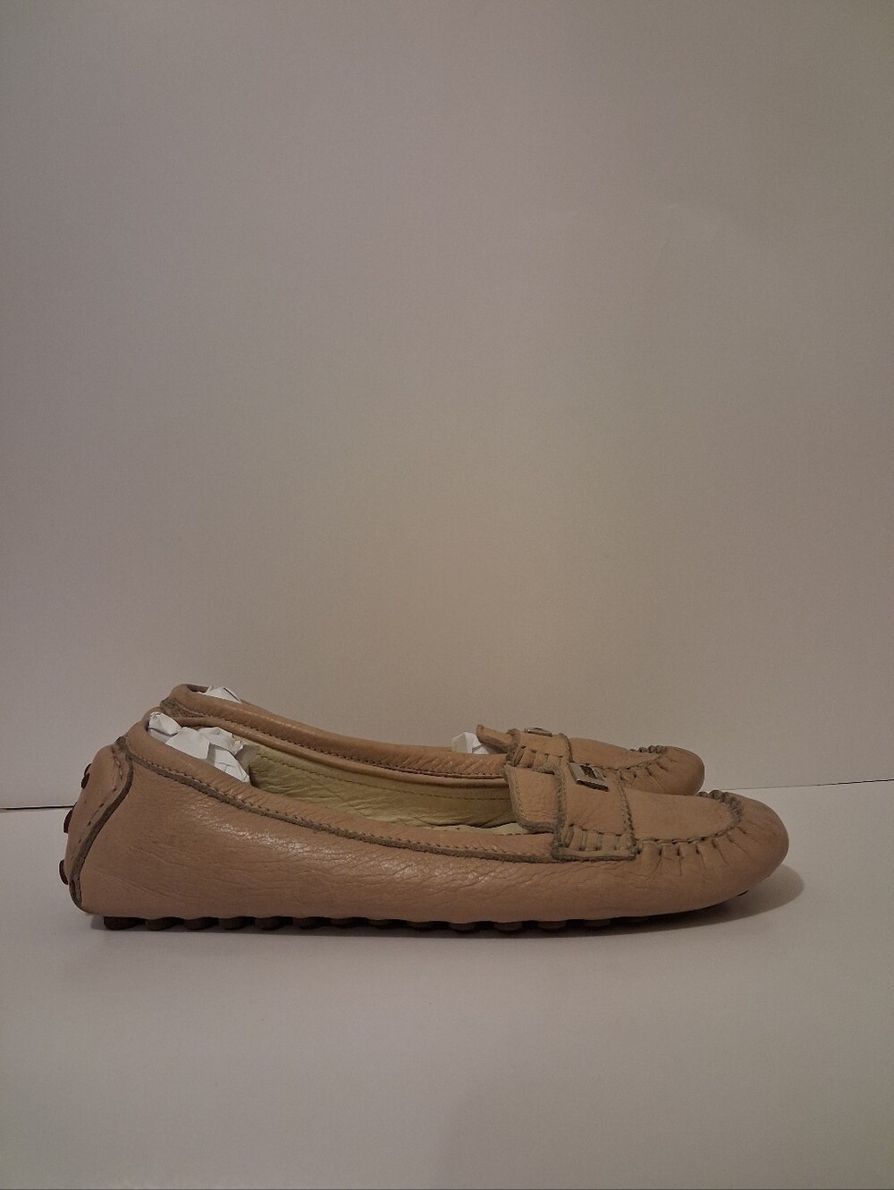 Bruno Magli Tan Leather Buckle Driving Moccasin Loafers Size 37